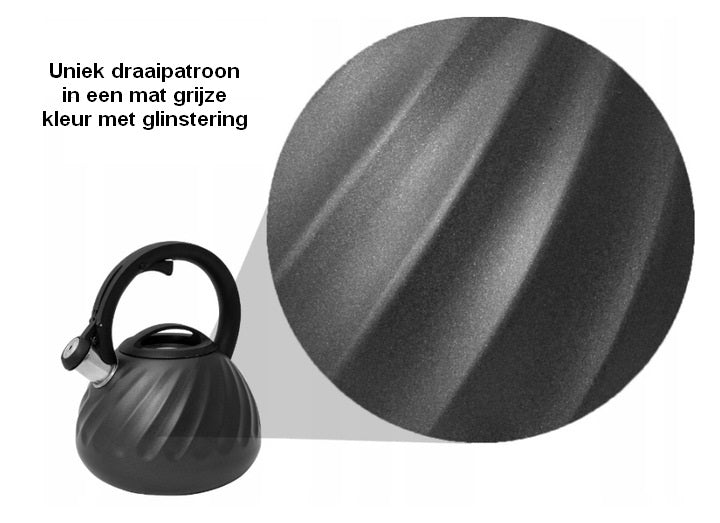 Meyerhoff fluitketel RVS mat grijs 2.7 Liter - ook geschikt voor inductie
