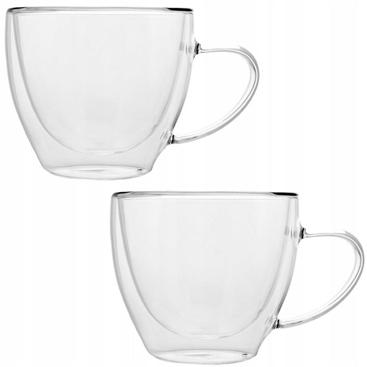 Set van 2 dubbelwandige koffie of thee glazen met oor 270ML