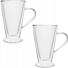 Afbeelding in Gallery-weergave laden, Set van 2 dubbelwandige koffie of thee met oor glazen 400ml