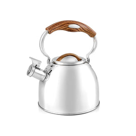 Florina Joe Fluitketel 2,5 L – RVS Zilver met Houtlook Handvat – Inductie & Alle Warmtebronnen