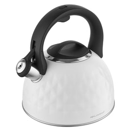 Florina Diamante Fluitketel 2,5 L – RVS Mat Wit – Uniek Ruitpatroon – Inductie & Alle Warmtebronnen