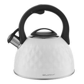 Florina Diamante Fluitketel 2,5 L – RVS Mat Wit – Uniek Ruitpatroon – Inductie & Alle Warmtebronnen