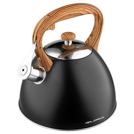 Florina Frank Fluitketel 2,5L – RVS Mat Zwart / Bruin – Inductie Fluitketel – Soft-Touch Handvat – Voor Alle Warmtebronnen